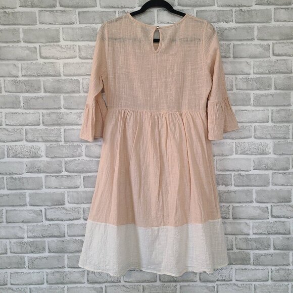 Flamingo Urban Cotton Blend Gauze Dress Minimalist Lagenlook Made in USA Small - Picture 2 of 10